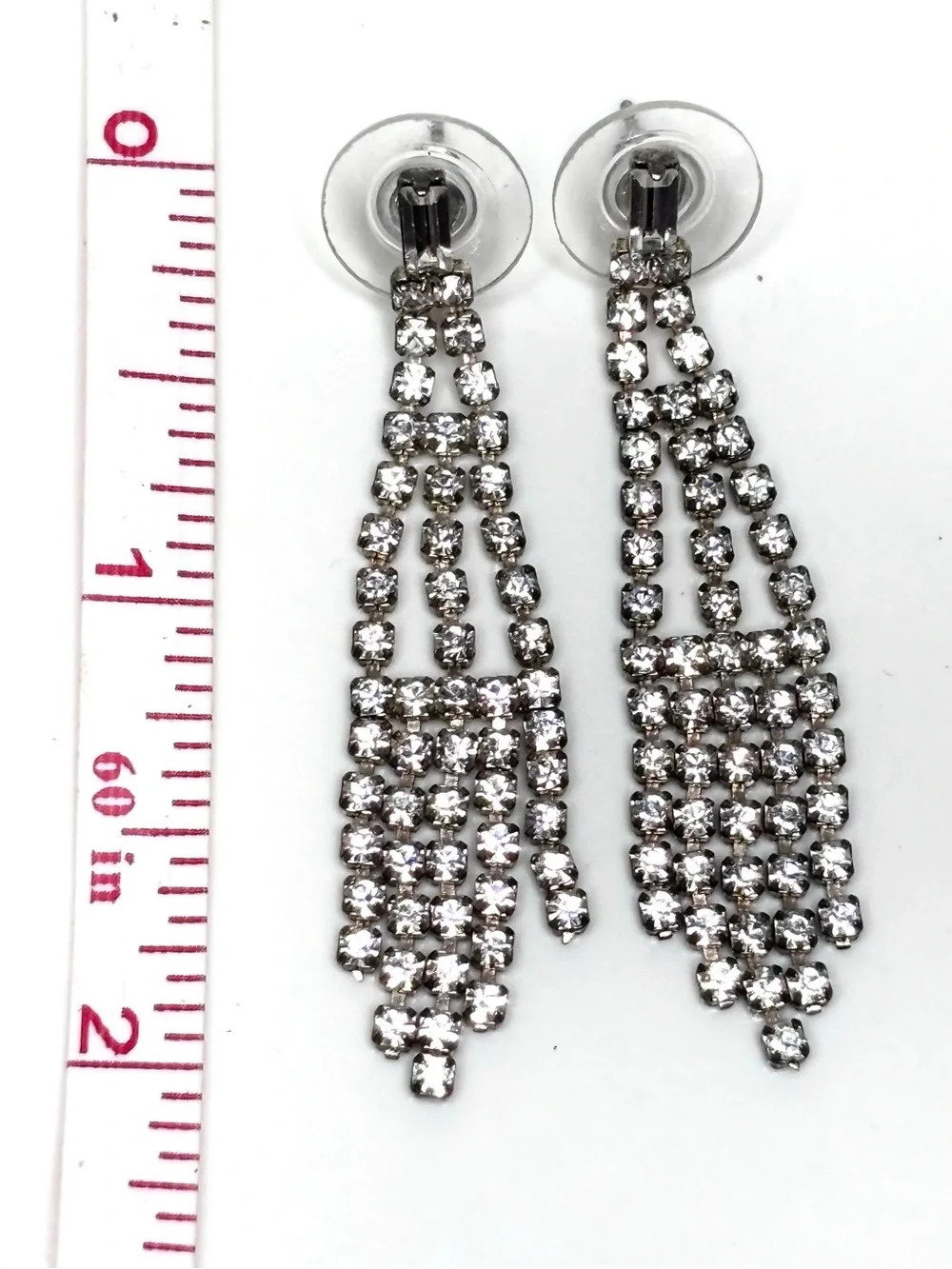 Vintage Clear Sparkling Rhinestone Earrings Dangle Chandelier Style